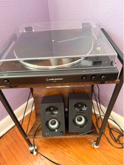 Complete Vinyl Record Player Setup – Audio-Technica Turntable, Samson Speakers & Stand