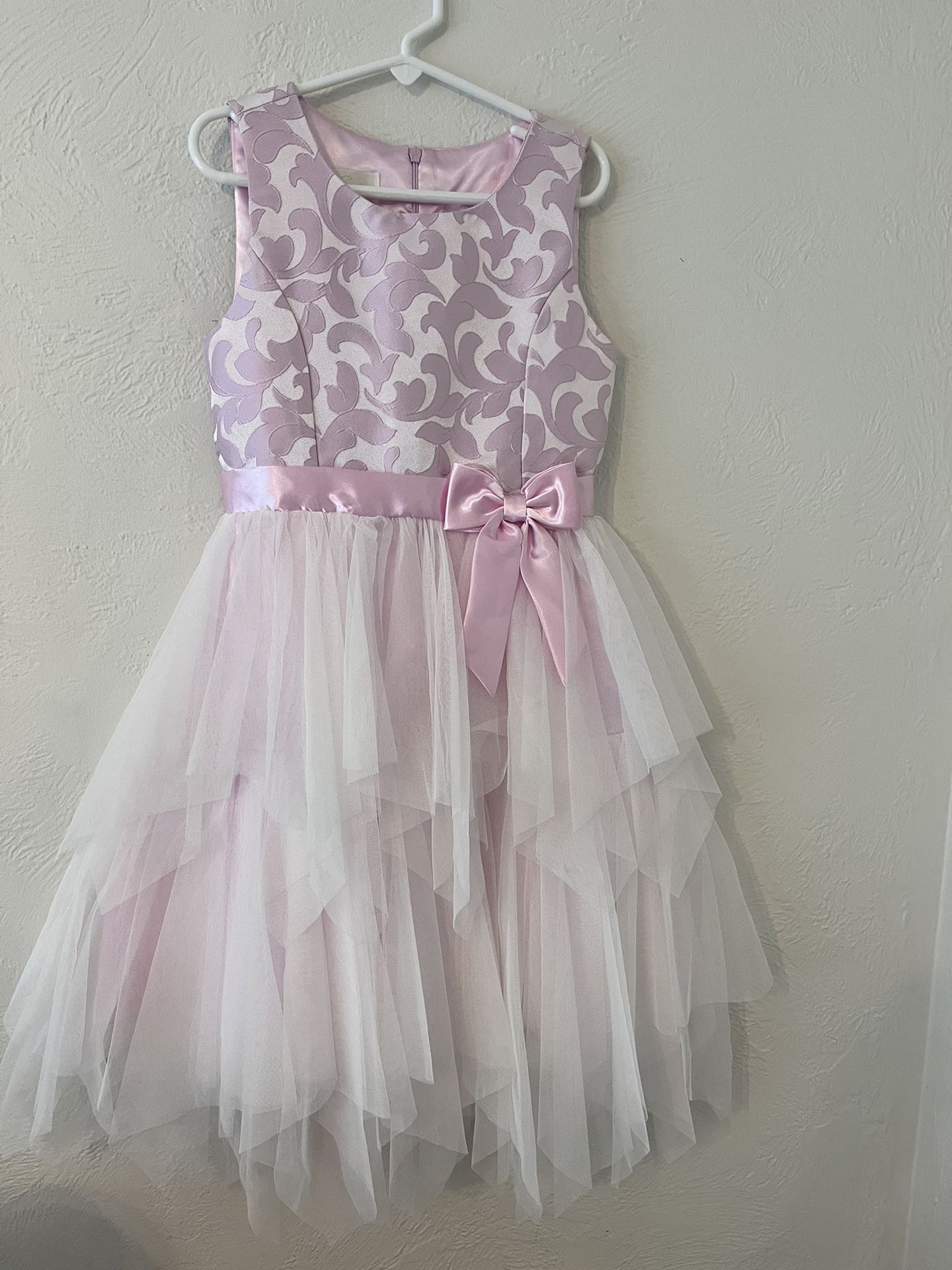 Girls American Princess Pink Formal Dress with Bowtie Size 8