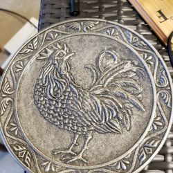 Pewter Carson Rooster Plate