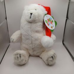 Gigglescape 2024 Christmas Polar Bear w/Santa Hat Plush Toy 10" Target Exclusive