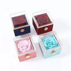 Mother’s Day gift rose box rotating eternal flower rose jewelry gift box of necklace $25