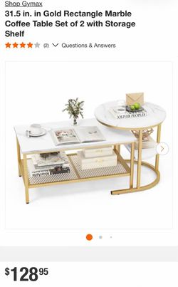 GYMAX 2 Piece Nesting Coffee Table, Separable Combinable, Modern Marble