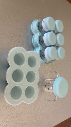 nutribullet BABY Baby Food Storage Containers & Silicone Tray Set Light Blue