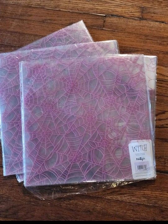 Mintopia 12x12 Acetate Paper - For Halloween Decoration Or Scrapbooking Pink Spiderweb