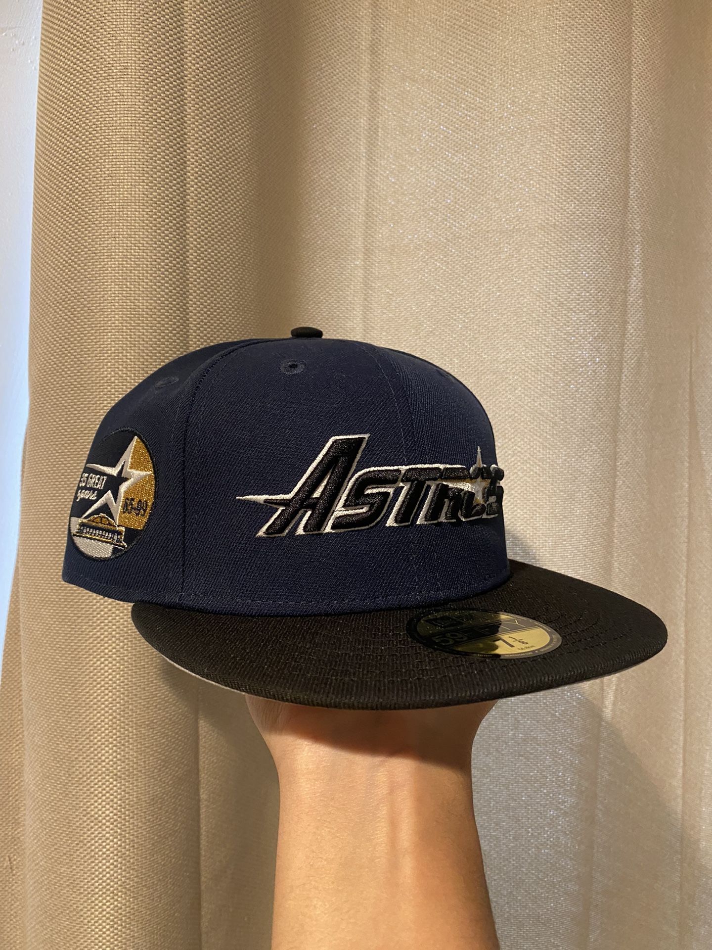 Hat Club Houston Astros Navy Black Script 35 Years Patch Fitted - Main Image