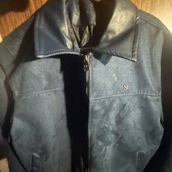 Mens Woodless Collared SF Superlative Fashion Suede Leather Winter Jacket - Blue