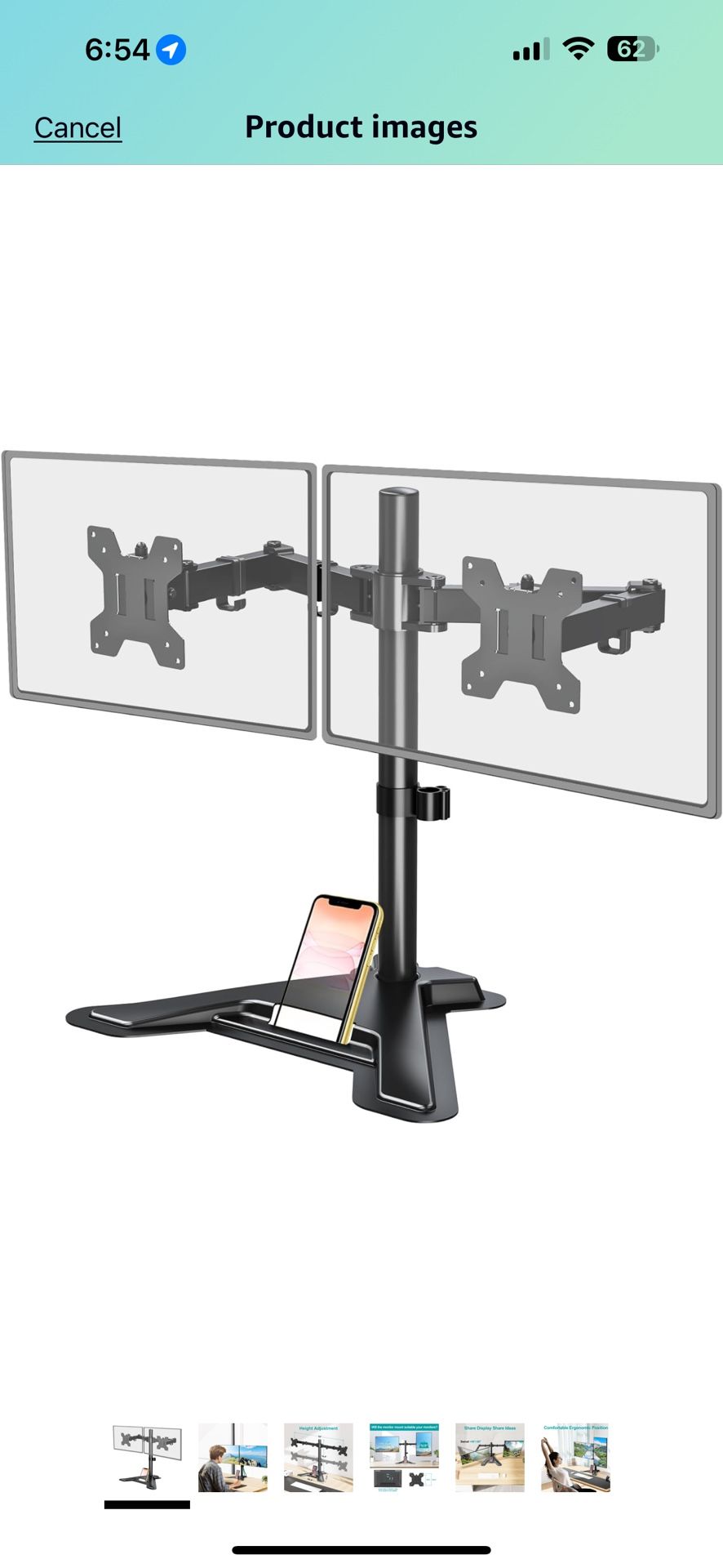 MOUNT PRO Dual Monitor Stand - Free Standing Full Motion Monitor Desk Mount Fits 2 Screens up to 27 inches