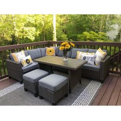 Brookbury 5-Piece Outdoor Patio Wicker Dining Sectional Set, New in Box