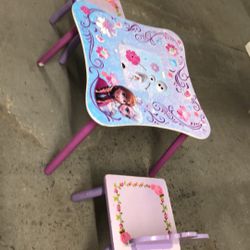 Kids wooden table and two chairs