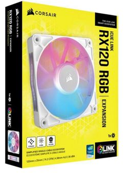 iCUE LINK RX120 RGB 120mm PWM Single Fan Expansion White New In Box