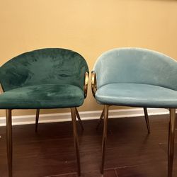 Velvet Chairs With Gold Base