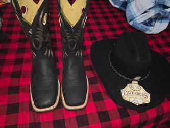 Cavender's Ranch Collection Black Cowboy Hat-Black Western Cowboy Boots Square Toe