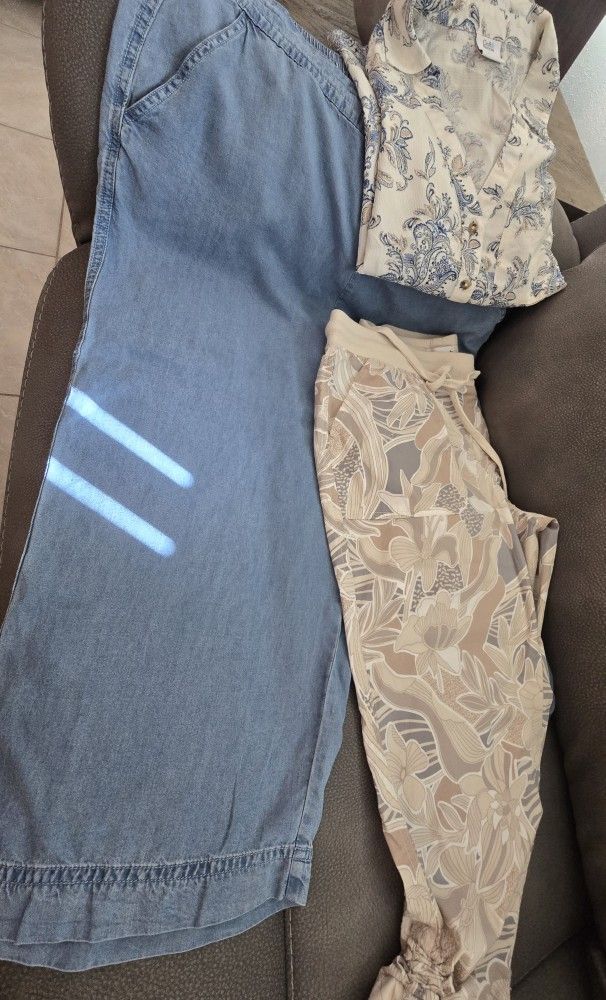 Three Pcs Petite Med- D.a.s.h, Zac & Rachel Women's Pants, Croft & Barrow Shirt 