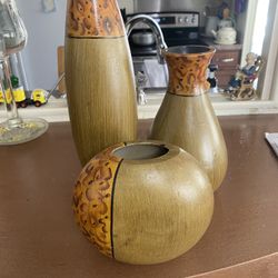 3 Jarrones Decor 2 Espejos En Metal Decorado  Antique  Todo $ 25.00