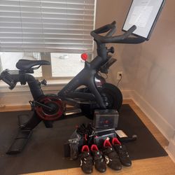 Peloton Bike (Turns On – Broken Touchscreen) + Shoes & Accessories