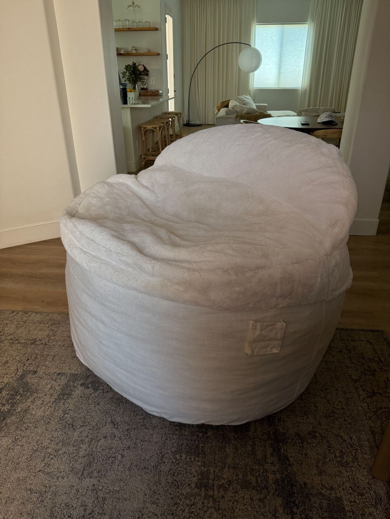 White Corduroy Bean Bag Chair And Mattress