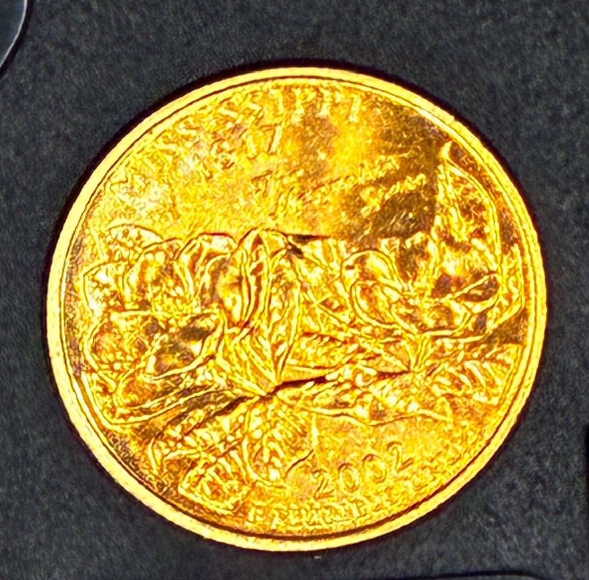USA Mississippi State Quarter. 2002-D 14K Gold Plated