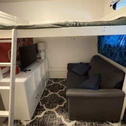 Full Size Loft, Ikea Loveseat, And Ikea Shelves