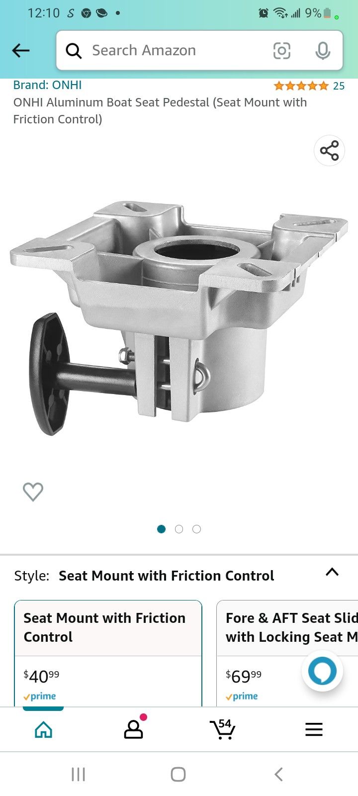 ONHI Aluminum Boat Seat Pedestal (Seat Mount with Friction Control