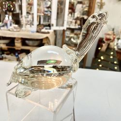 Vintage Tortoise Glass Paperweight Made In Italy 