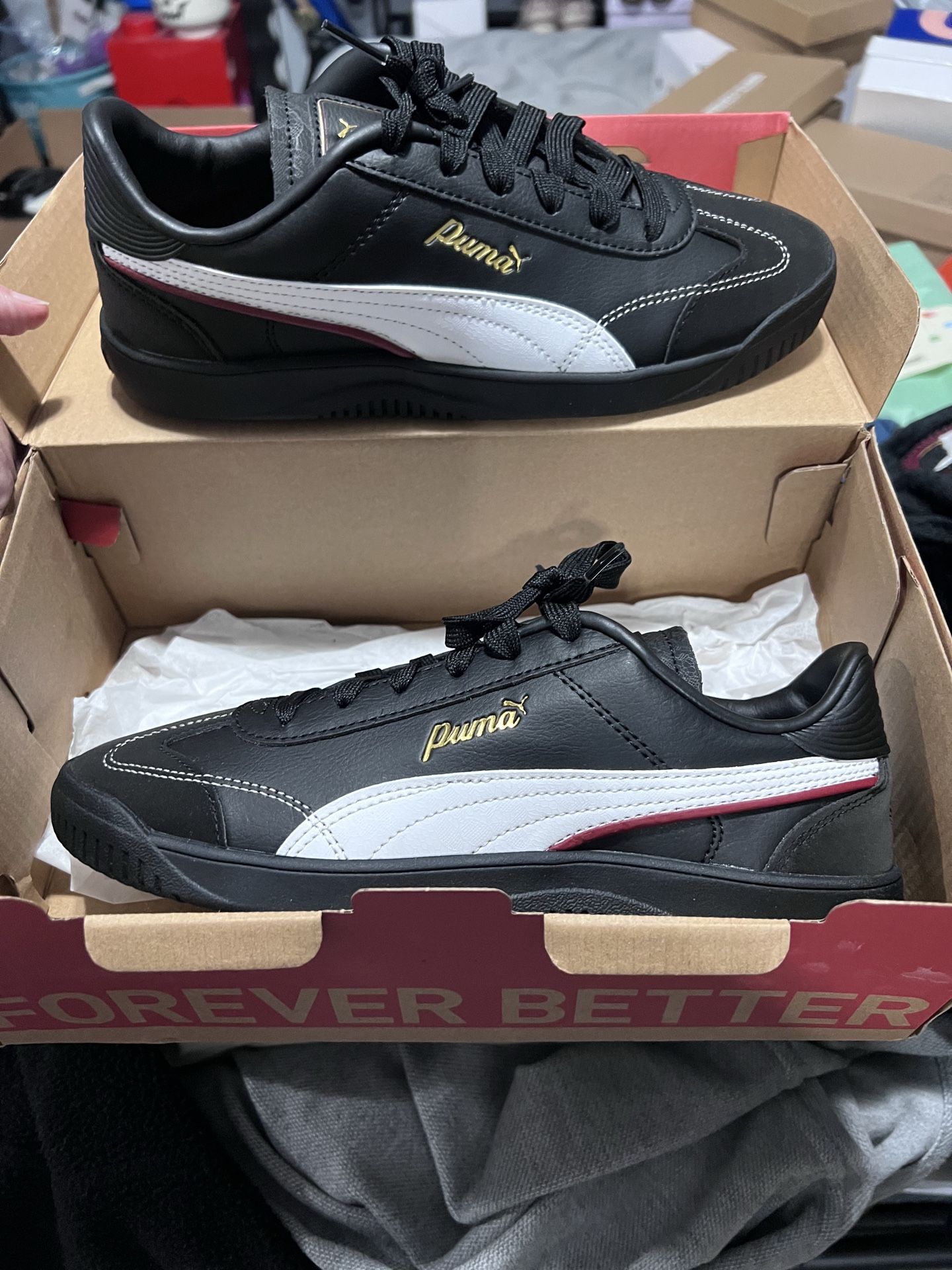 PUMA Women's Club 5v5 Sneaker Black White Gold, 7.5