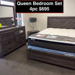 STORE CLOSING  !!! New Queen Bedroom Set 4pc 