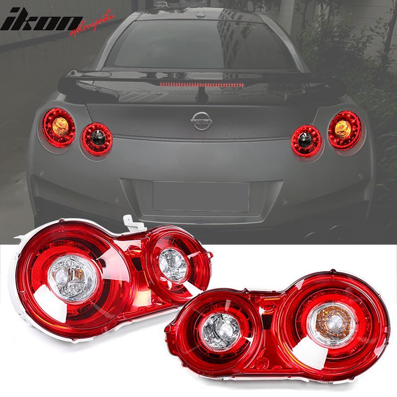 Fits 2009-2022 Nissan R35 GTR Red LED Tail Lights Upgrade 2009-2016 to 2017+ Brake Lamps