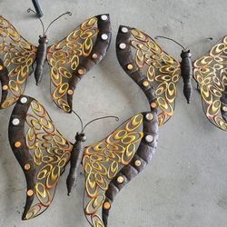 3 Metal Wall Mount Butterflies