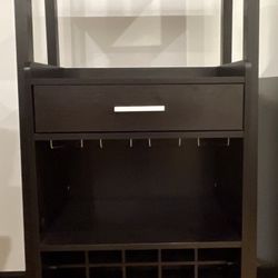 Contemporary Black Wood Wine Cabinet