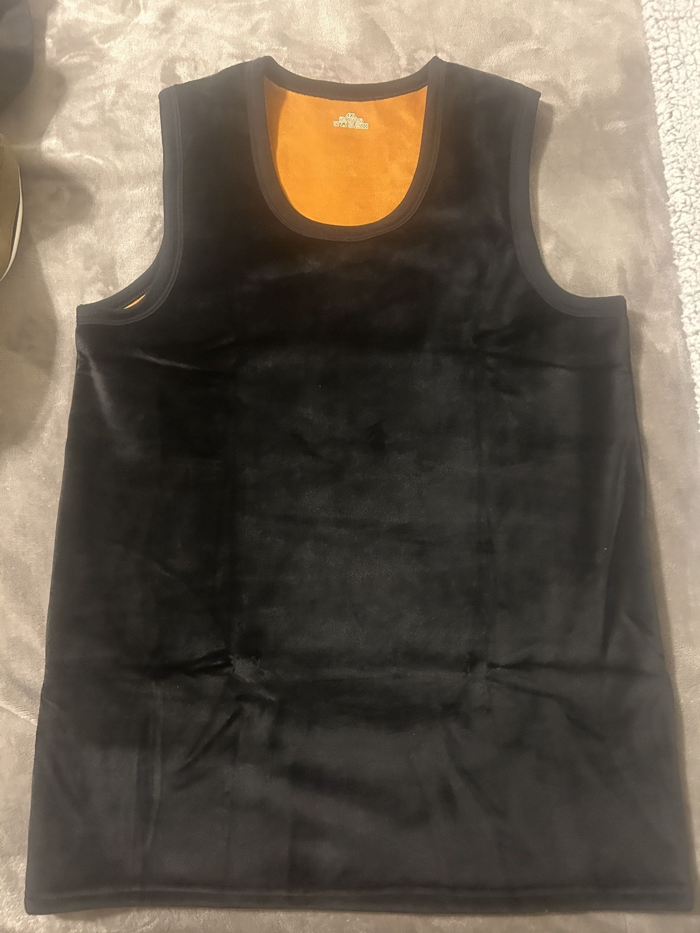 New Unisex Thick Black Velvet Thermal Fleece Lined Sleeveless Tank Top Shirt 