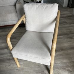 Wood Armchair Beige 
