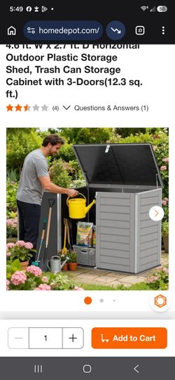 Outdoor plastic storage shed
