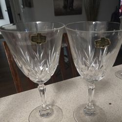 Vintage Kristal Zajecar Crystal Wine Glasses Set of 2 Made in Yugoslavia