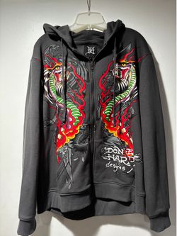 Ed Hardy Zip Hoodie Size Large Mens