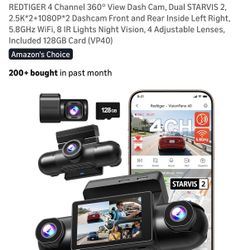 REDTIGER 4 Channel 360° View Dash Cam, Dual STARVIS 2, 2.5K*2+1080P*2 Dashcam Front and Rear Inside