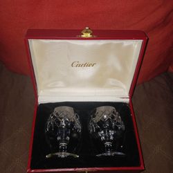 2 CARTIER CRYSTAL Ctc 3 Pattern Cut Glass Snifters $140