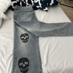 Skeleton Gray Jean Pant, XL