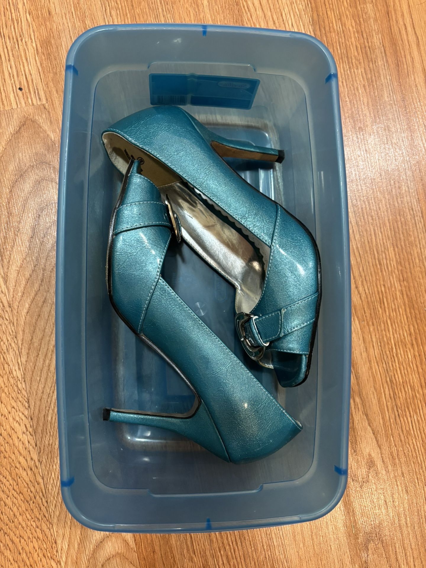 Turquoise Peep-Toe Heels – Size 8.5 (Gently Worn)