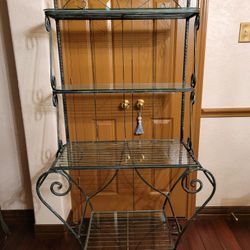 Iron Bakers Rack with 4 Glass Shelves