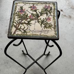 Vintage Wrought Iron Ceramic Tiles top Small side, occasional or plant stand 