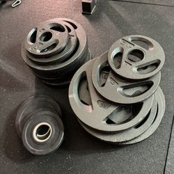 245 Lbs of Olympic Cast iron Cap Weights