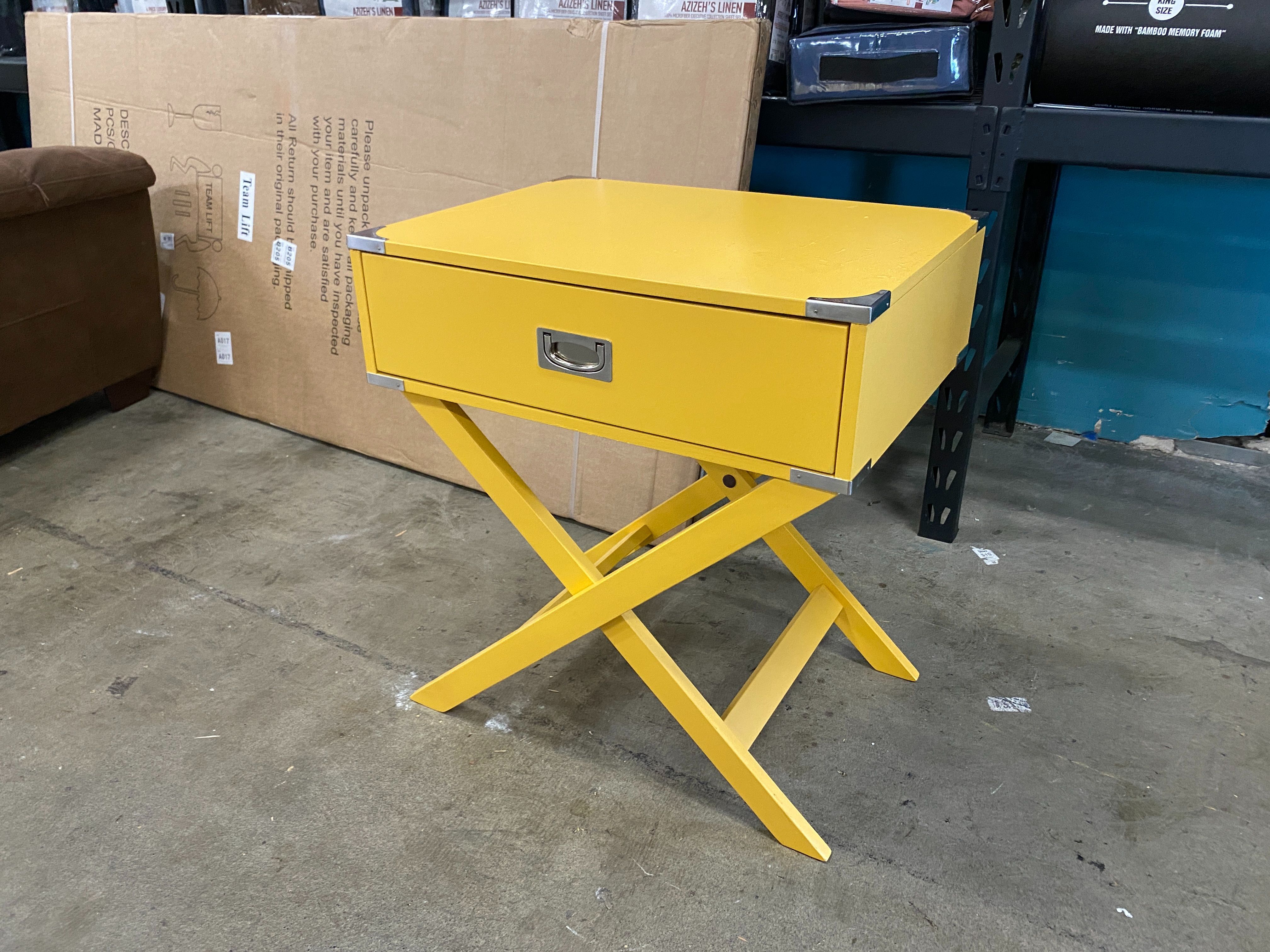 Lemon Yellow X Based End Table