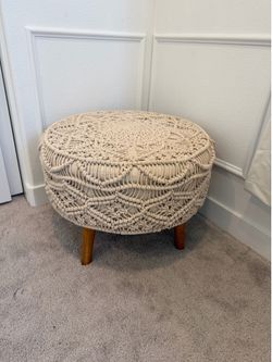 Wood accent boho foot stool