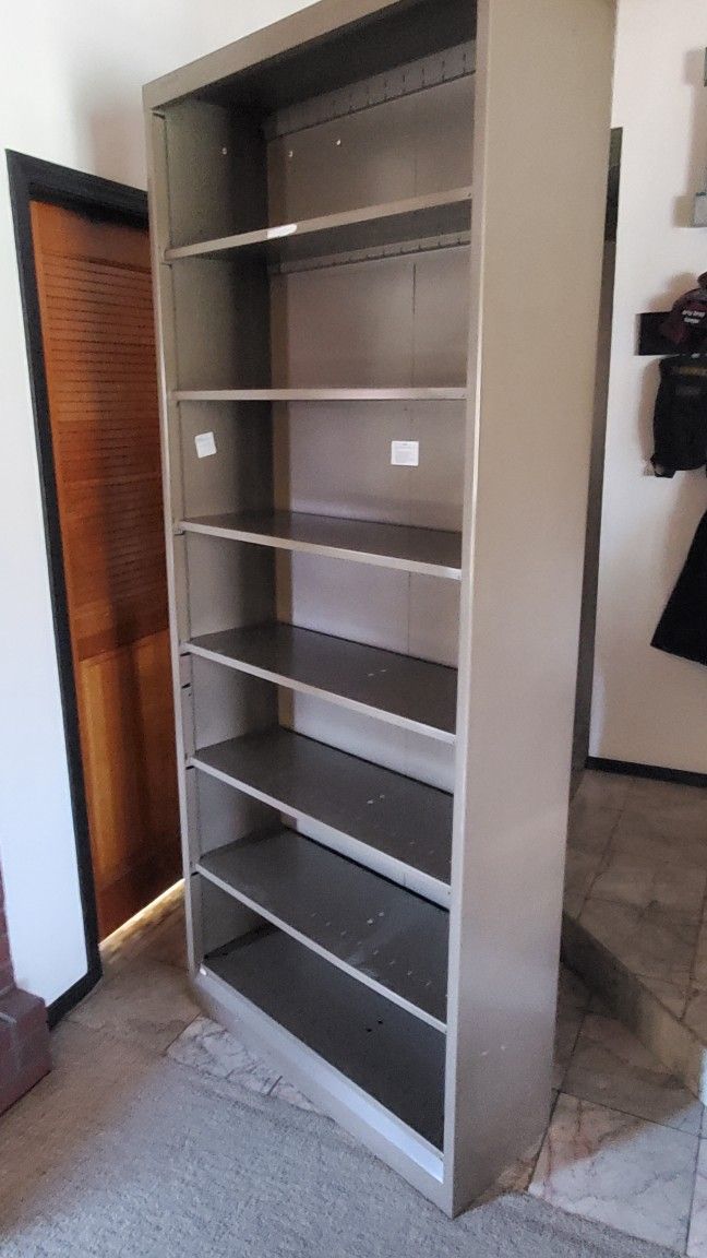 2 Metal Book Shelves Cabinet Rack Storage