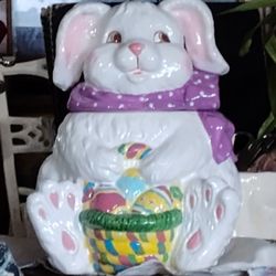 Easter Bunny Ceramic Cookie Jar