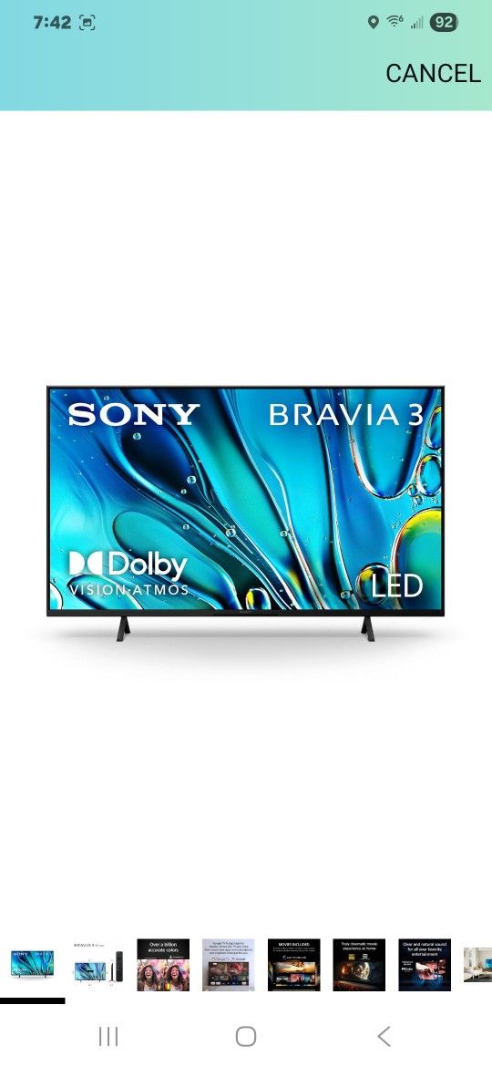 Sony 50-Inch Class 4K Ultra HD BRAVIA 3 LED Smart TV with Google TV, Dolby Vision HDR, and Exclusive Features for PlayStation®5 (K-50S30)