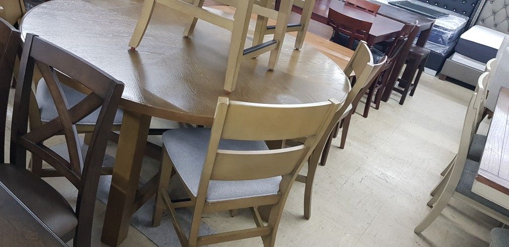 Large Round Counter Height Dining Table Set