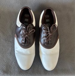 Nike Golf Waverly Men's Size 10W Wide Brown White Leather Saddle Golf Shoes 305253