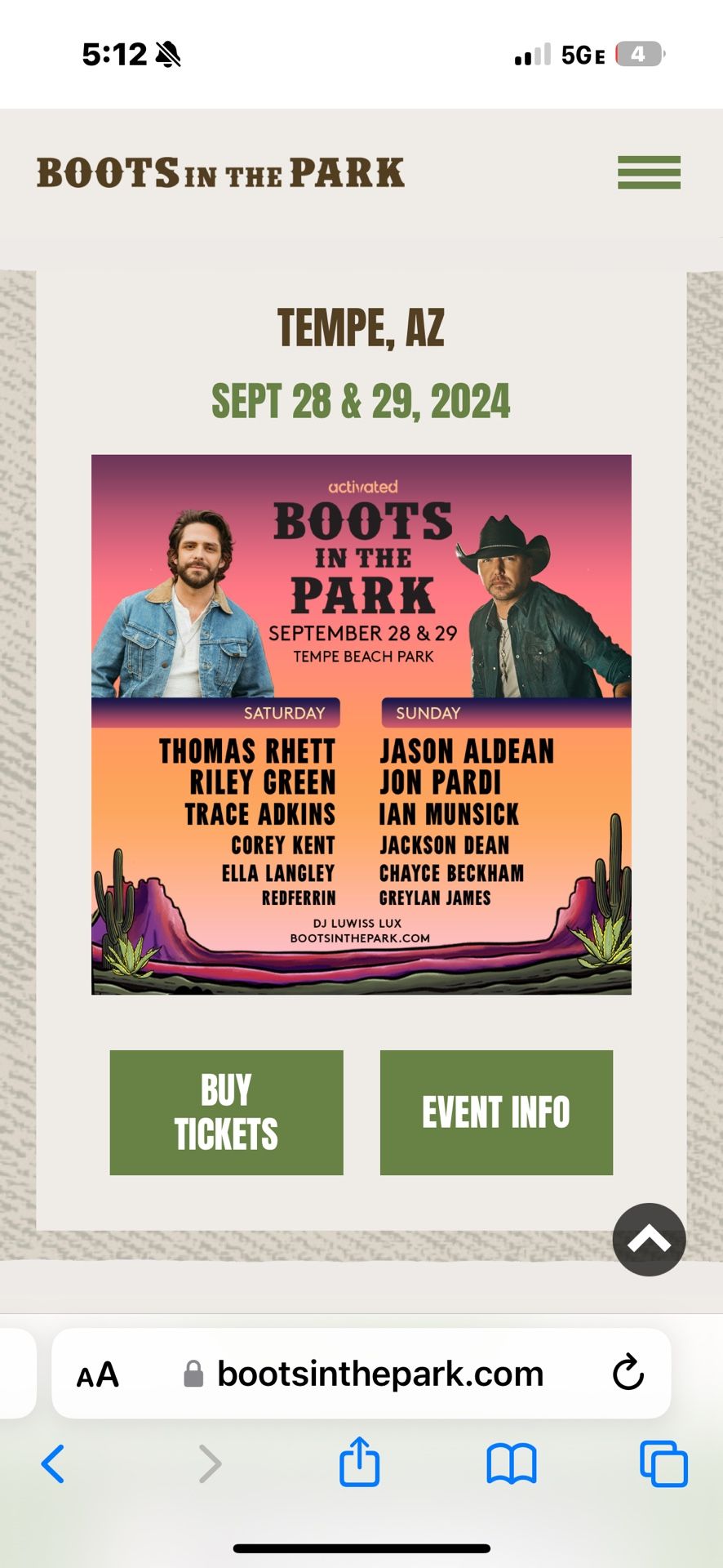 Boots In The Park Tickets