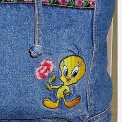 🐥Kids Looney Tunes Denim Tweety Bird  Backpack
